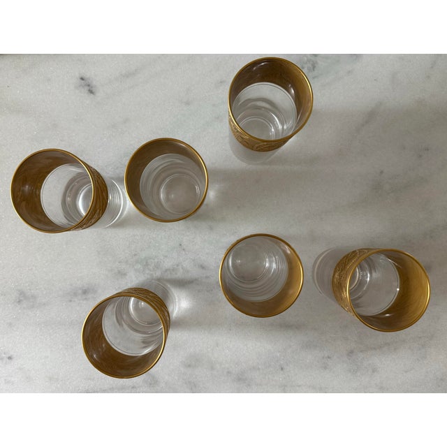 Vintage Cambridge Tumblers With Etch Gold Bird Design - Set of 6 For Sale - Image 10 of 11