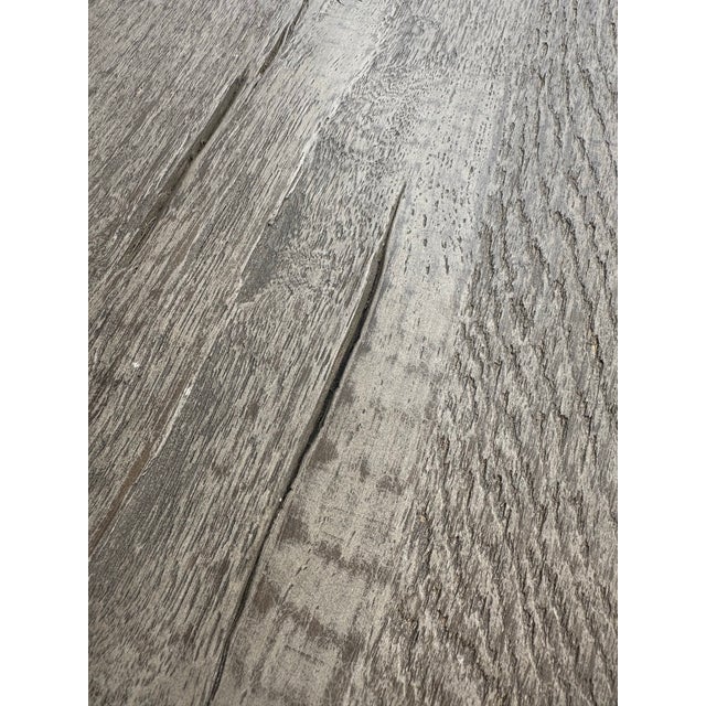 2010s Drifted Reclaimed Oak Round Dining Table – 60” Drifted Reclaimed Grey Oak Finish For Sale - Image 5 of 18