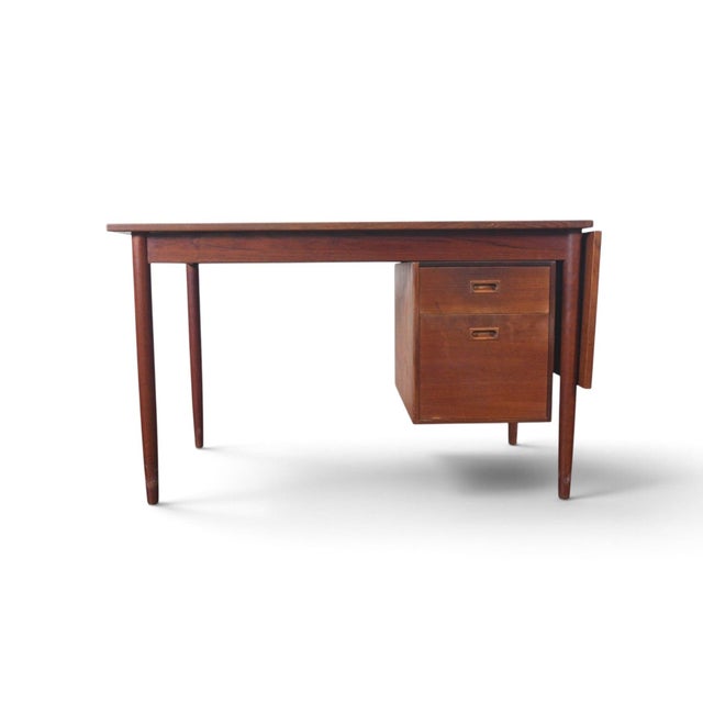 Mid-Century Modern Scandinavian Modern Drop Leaf Desk With Movable Case in Teak For Sale - Image 3 of 16