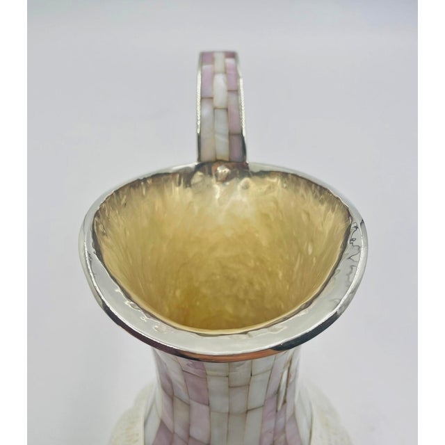 1960s Los Castillo Silver-Plated & Mother of Pearl Water Pitcher, Mexican Modernism For Sale - Image 17 of 18