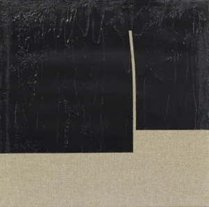 "Ebony Pictograph 5" Contemporary Original Minimalist Mixed-Media Painting by Len Klikunas