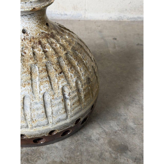 Ceramic Ceramic Pendant Lamp Shade Studio Pottery Light Fixture Mid-Century Modern 1970s For Sale - Image 7 of 10