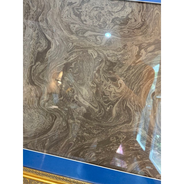 1980s Abstract Grey Swirl Gilt-Frame Print For Sale - Image 5 of 5