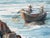 Coastal L Hirsch Watercolor Marine Painting Signed Paper Gouache Fisherman Boats For Sale - Image 3 of 8