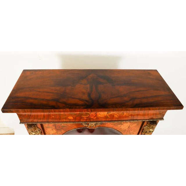 Antique Victorian Walnut Marquetry Cabinets, 1800s, Set of 2 For Sale - Image 4 of 18