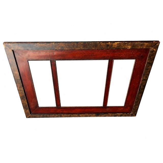 Late 20th Century Heavy Metal Three-Opening Canvas Frame With Burgundy and Bronze-Tone Finish For Sale - Image 5 of 9