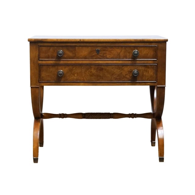 Ethan Allen Ethan Allen Townhouse Collection Italian Neoclassical Tuscan Style Burled Wood 32" Two Drawer Accent Chest 30-5206 For Sale - Image 4 of 13