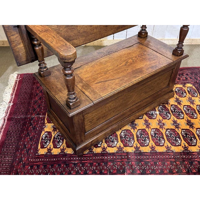 English Oak Storage Bench, 1930s For Sale - Image 13 of 16