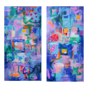 "County Fair" Original Abstract Painting (Diptych) by Lisa Finlayson