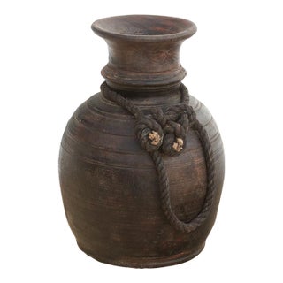 Antique Dark Ebonized Wood Jar For Sale
