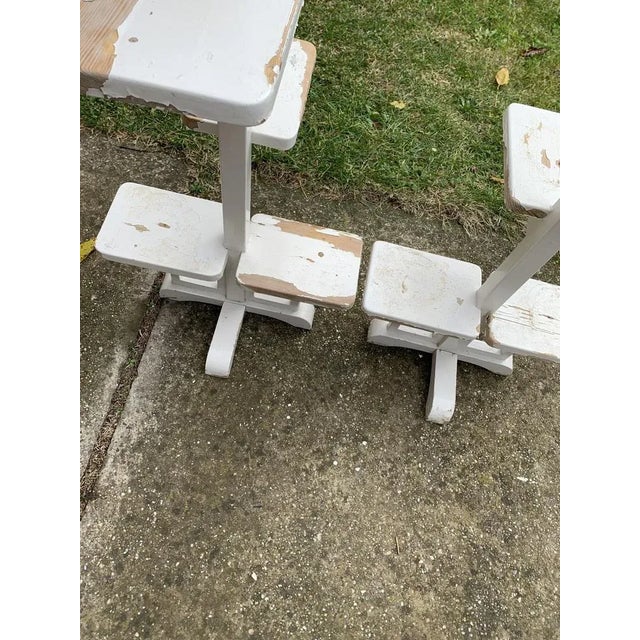 Art Deco White Painted Wooden Plant Stands, Set of 2 For Sale - Image 3 of 6