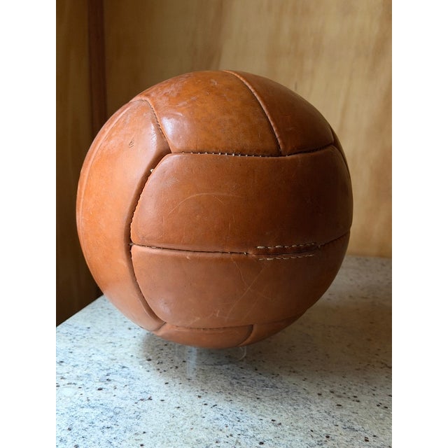 Vintage Leather Medicine Ball, 1920 For Sale - Image 7 of 8
