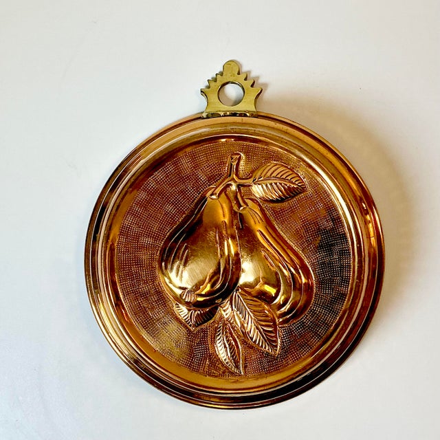 1950s 1950s Vintage Arts & Crafts Farmhouse Boho Chic Pear Copper and Brass Mold For Sale - Image 5 of 11