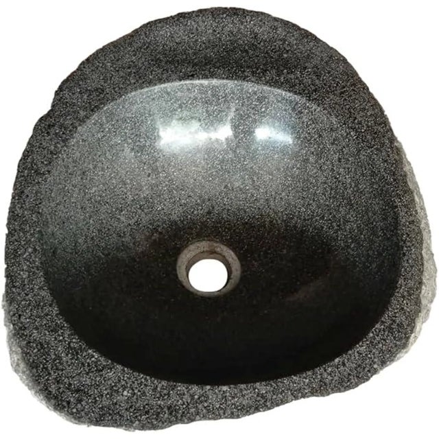 Contemporary Natural River Stone Vessel Sink With Soap Holder For Sale - Image 3 of 3