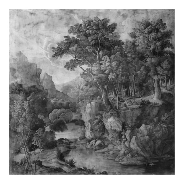 18' X 18' Grisaille Landscape Original Print 16th Century Style, Unframed For Sale