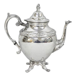 Vintage Rogers & Bro "Exquisite" 4602 Victorian Silver Plated Coffee Pot Teapot For Sale