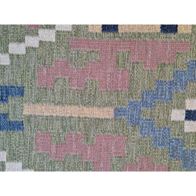 Mid-Century Swedish Wool Flatweave Rug with Geometric Design For Sale - Image 10 of 12
