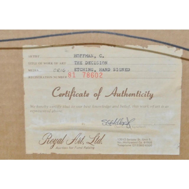 Paper Gaston Hoffman Color Etching Pencil Signed c.1930s For Sale - Image 7 of 8