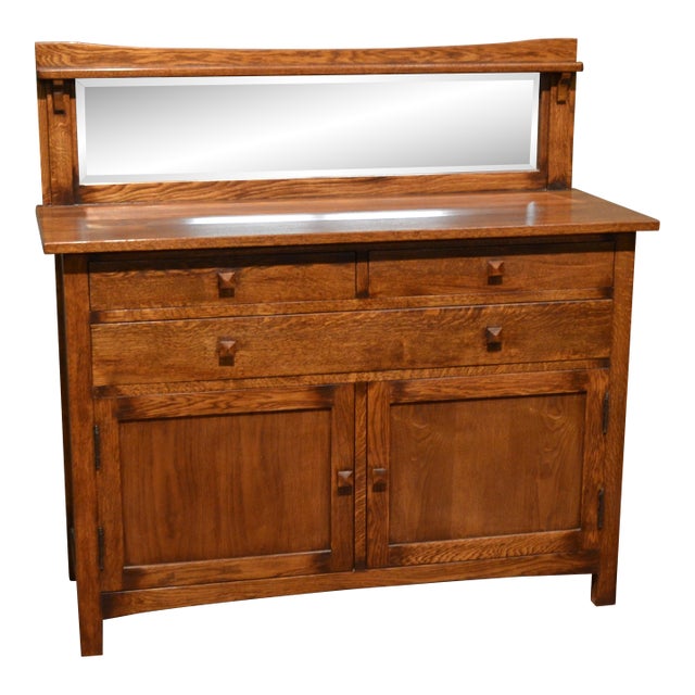 Mission Buffet Cabinet With Mirror - Dark - 50" For Sale