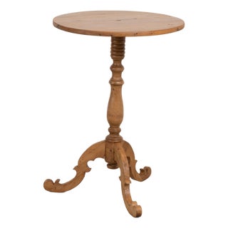 19th Century Swedish Pine Small Pedestal Side Table For Sale