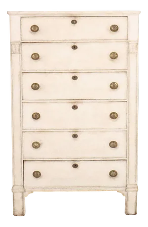 Dutch Painted Tall Boy Chest of Drawers