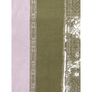 Carolina Irving Patmos Stripe Reverse Linen Fabric 3 2/8 Yards Color Parsley For Sale
