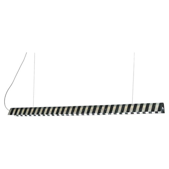 Alcm Horizontal Pendant Lamp in Verde Alpi & Carrara Marbles by Bufalini Design For Sale - Image 13 of 13