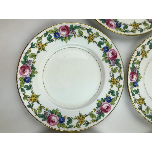 Rose Minton Gilded Rose Lunch Plates Signed, J. Colclough Set of 5 For Sale - Image 8 of 13