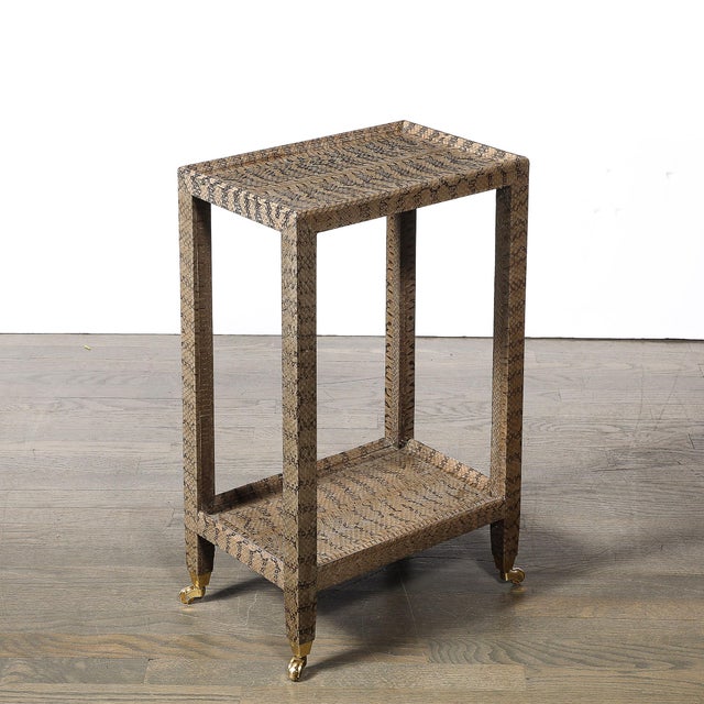 Mid-Century Modernist Python Side Table With Brass Castors by Karl Springer For Sale - Image 9 of 16