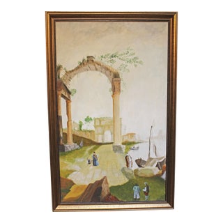 Early-Mid 20th Century European Painting of Italian Architectural Ruins For Sale
