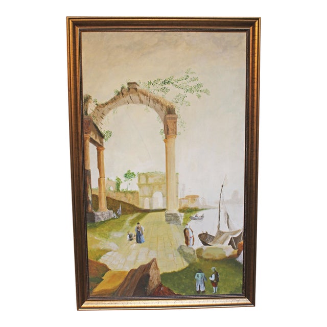 Early-Mid 20th Century European Painting of Italian Architectural Ruins For Sale