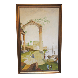 Early-Mid 20th Century European Painting of Italian Architectural Ruins