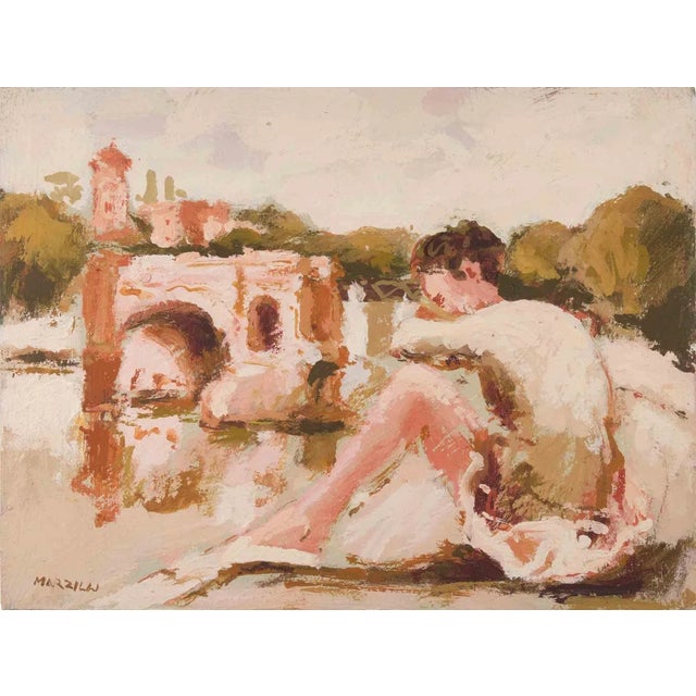 Franco Marzilli, Ballerina, Oil Painting, 1970s For Sale