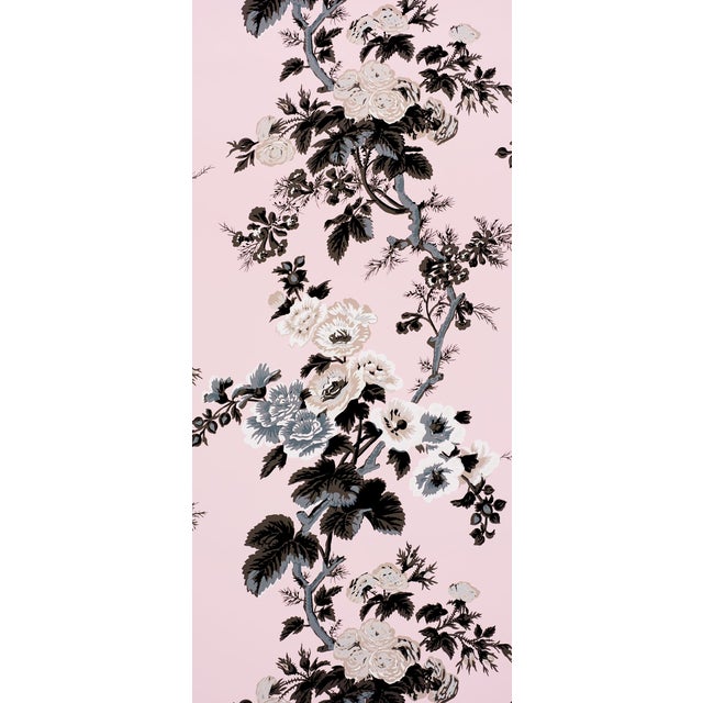 Sample - Schumacher Pyne Hollyhock Wallpaper in Blush For Sale