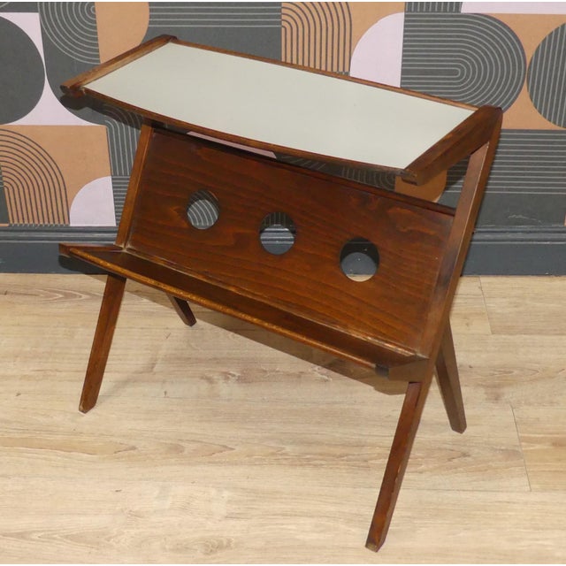Brown Side Table with Magazine Rack and Formica Top, 1950s For Sale - Image 8 of 11