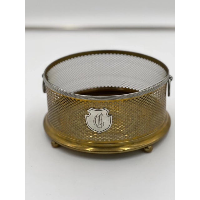 English Wine coaster brass. Excellent shape. Beautiful addition to any kitchen or bar to use with wine or any other purposes.