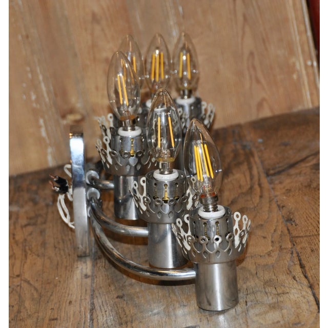 Chrome 6-Light Wall Sconce, 1960s For Sale - Image 6 of 13