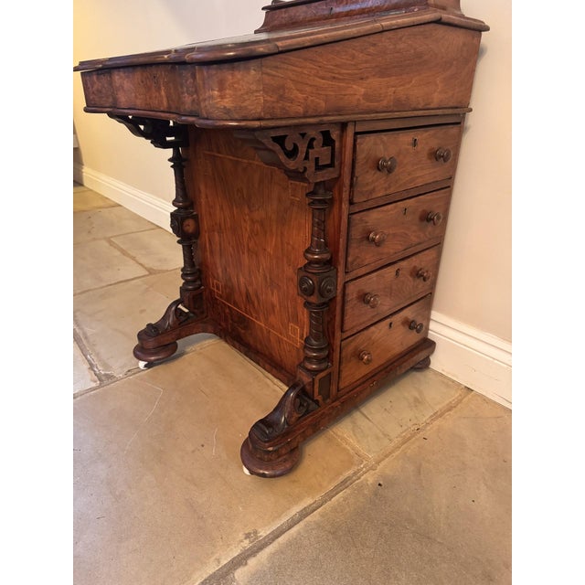 Brown Antique Victorian Walnut Freestanding Davenport, 1860 For Sale - Image 8 of 13