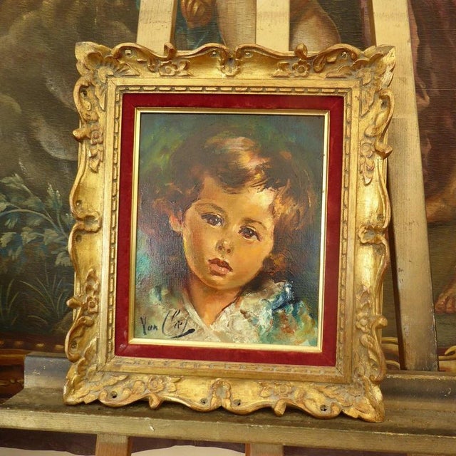 Textile Robert Van Cleef, Child Portrait, 1970s, Oil Painting on Canvas, Framed For Sale - Image 7 of 16