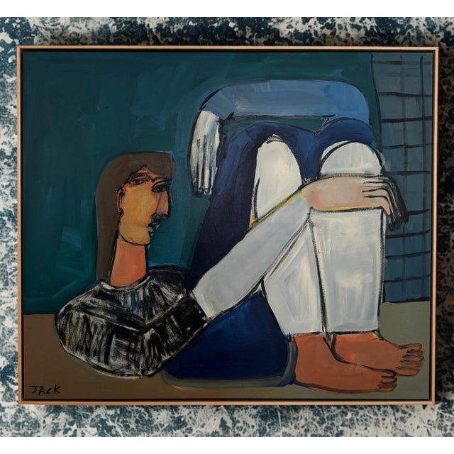 2020s "Black Sweater Woman", Original Painting by Rebecca Jack (Framed) For Sale - Image 5 of 5