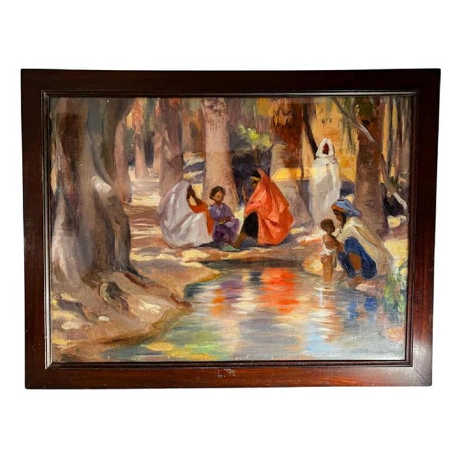 Charles Ernest Smets, Oasis of Tinghir, Morocco, 1940s, Oil on Canvas, Framed For Sale - Image 14 of 14