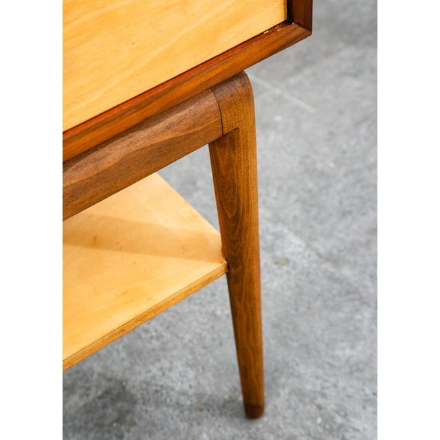 Brown Mid Century Modern Nightstands Side Table Birch Walnut Drawer Italian End Set 2 For Sale - Image 8 of 12