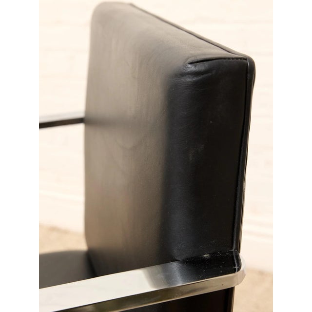 Metal Mid 20th Century Styled After Mies Van Der Rohe Flat Bar Brno Chair in Black Leather & Chrome For Sale - Image 7 of 12