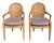 Faux Bois Arm Dining Chairs With Cain Backs and Rush Seats- A Pair For Sale