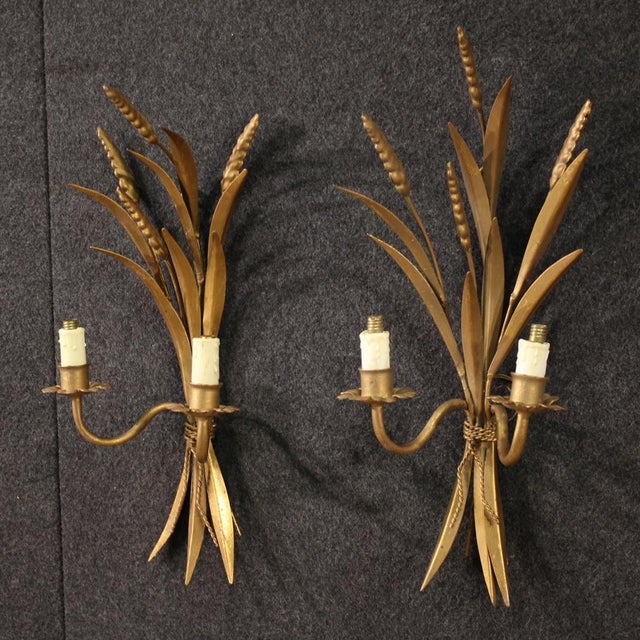 French Gilded Iron Wall Lights, 1960, Set of 2 For Sale - Image 13 of 13