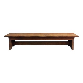 87" Large Pine Vintage Rustic Trestle Bench or Coffee Table For Sale