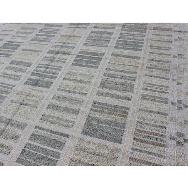 Neutral Modern Scandinavian Flat-Weave Rug by Keivan Woven Arts 9'4 X 11'9 For Sale In Atlanta - Image 6 of 11
