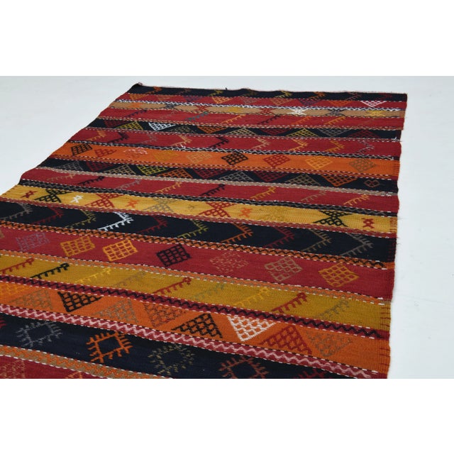 1970s 1970s Vintage Turkish Oushak Handmade Wool Cotton Red Runner Rug For Sale - Image 5 of 11