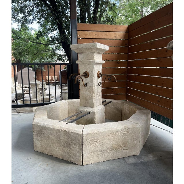 Early 21st Century Auriol French Limestone Octagonal Center Fountain From Provence For Sale - Image 5 of 12