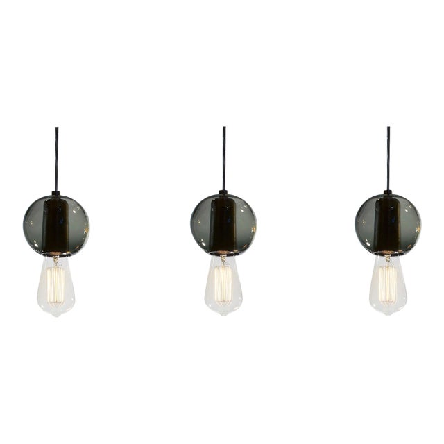 Organic Modern Exposed Socket Monopoint Pendant Trio Lights by Tracy Glover - Set of 3 For Sale